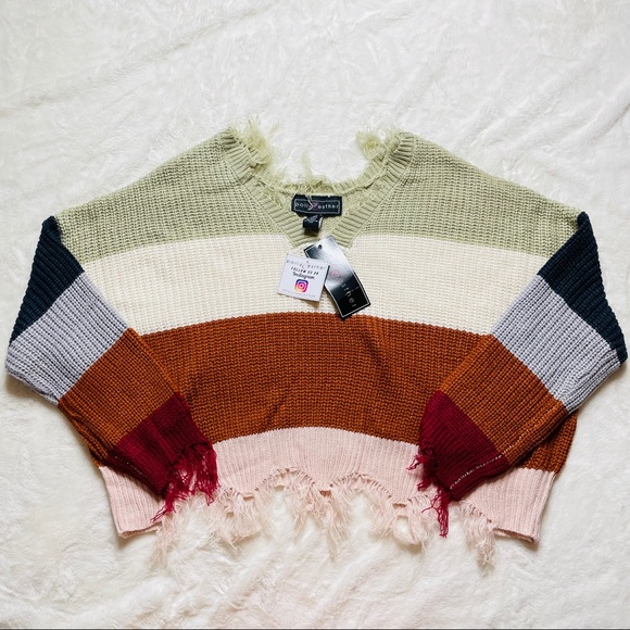Polly & Esther Sweaters - nwt Multi color Distressed Sweater